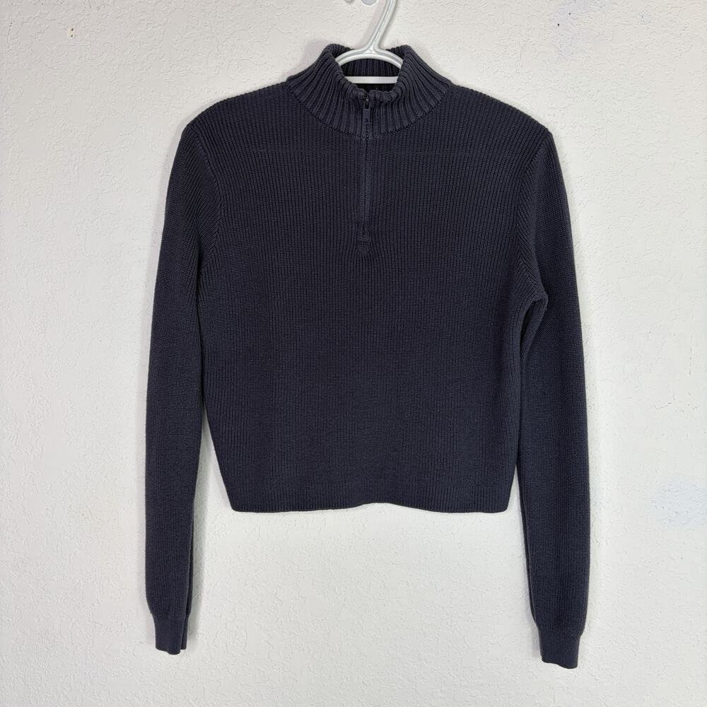 John Galt California Gray Mock Neck 3/4 Zip Knit Top Size M???(see measurements)